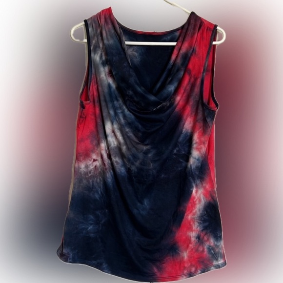 NWOT Amore All F. Y. brand Red White Blue Tie Dye Sleeveless Top  Size XL - Picture 1 of 5